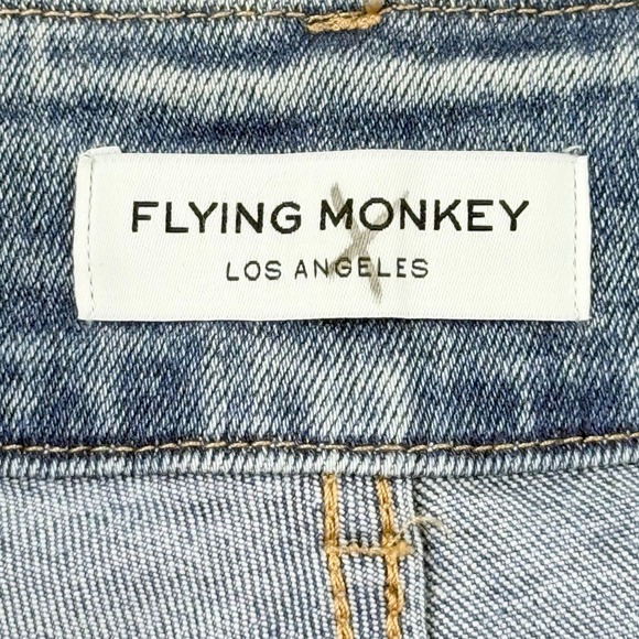 Flying Monkey Women's Distressed Flare Leg Stretch Blue Jeans Sz 27 Raw Hem NWT - Picture 5 of 10